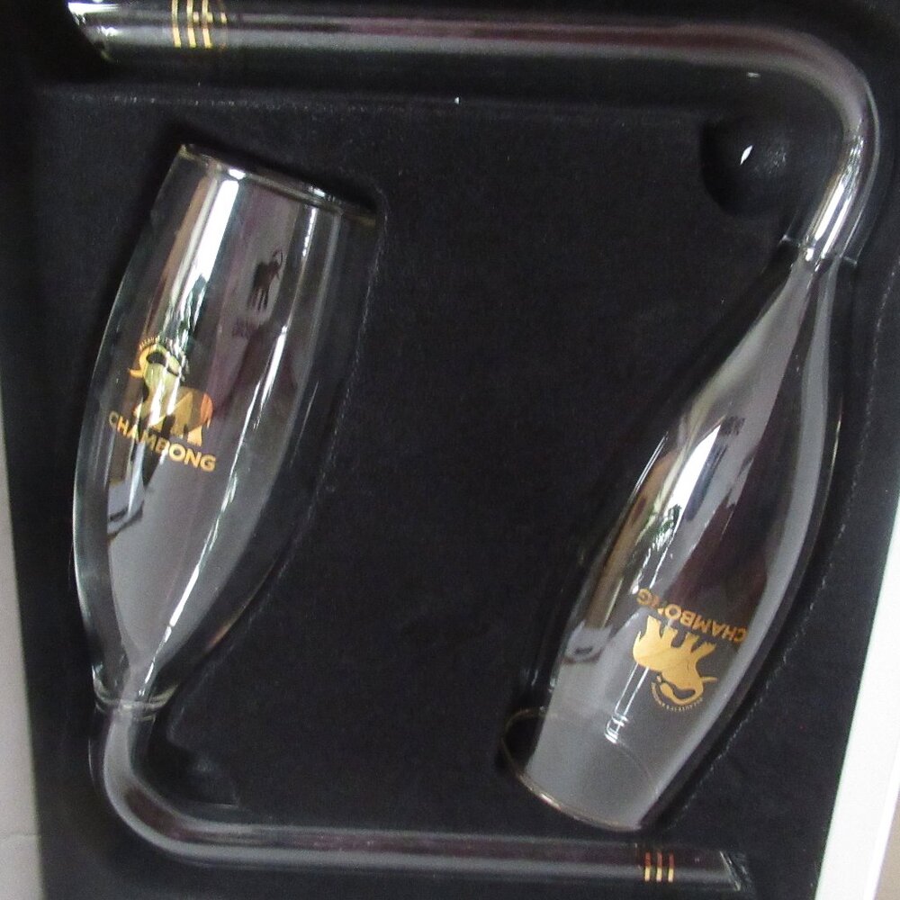 Chambong Champagne Glass Gold Clear 2 Piece